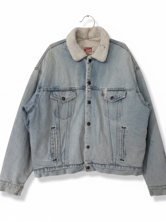 Levi's Other - Vintage Levi’s Sherpa Trucker Jacket Made in USA XL Distressed Light Wash Denim